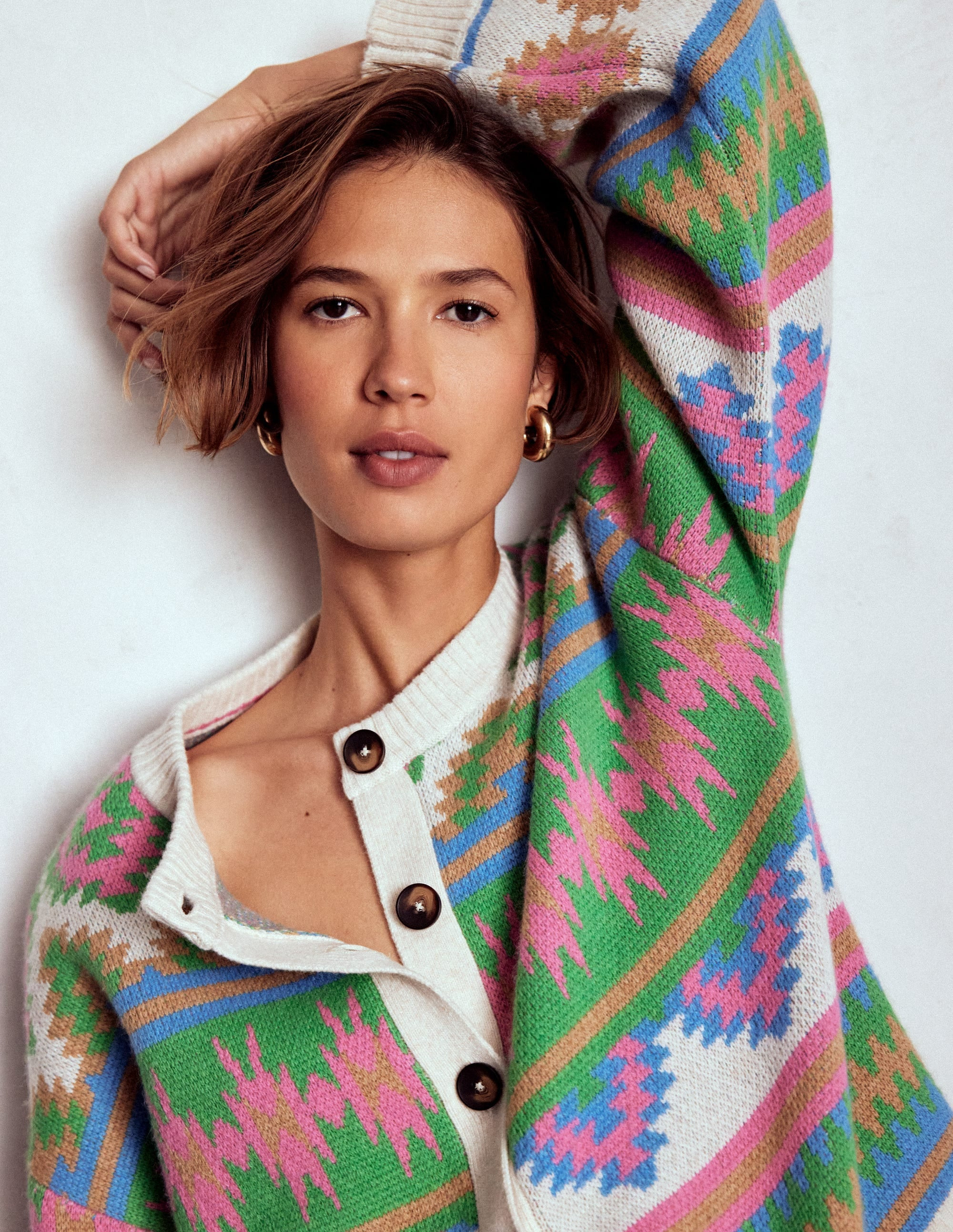 Abi Jacquard Cardigan-Multi Aztec | Boden (US)
