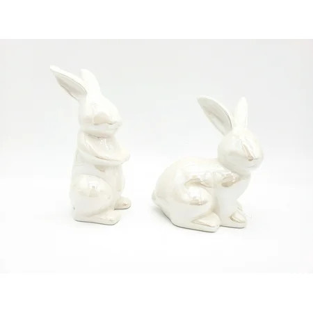 Way to Celebrate Easter 7.75"" & 6.75""Tall White Ceramic Bunny | Walmart (US)