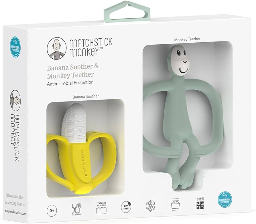 Matchstick Monkey Banana & Monkey Teething Gift Set - 1 Matchstick Monkey Teether & 1 Banana Teet... | Amazon (US)