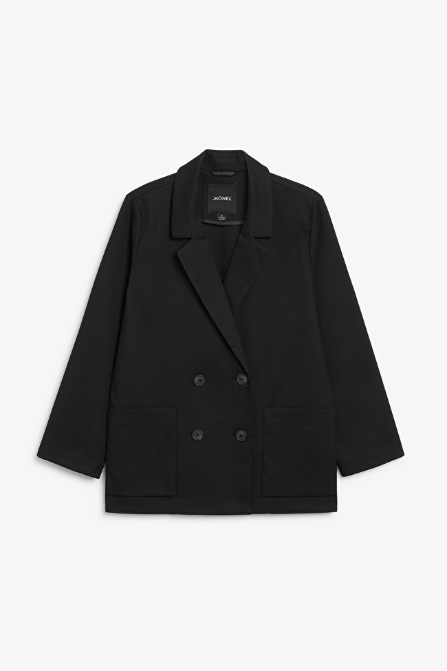 Black double-breasted blazer | Monki