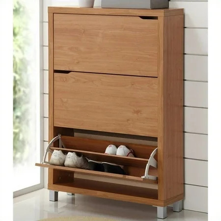 Baxton Studio Simms Maple Modern Shoe Cabinet | Walmart (US)
