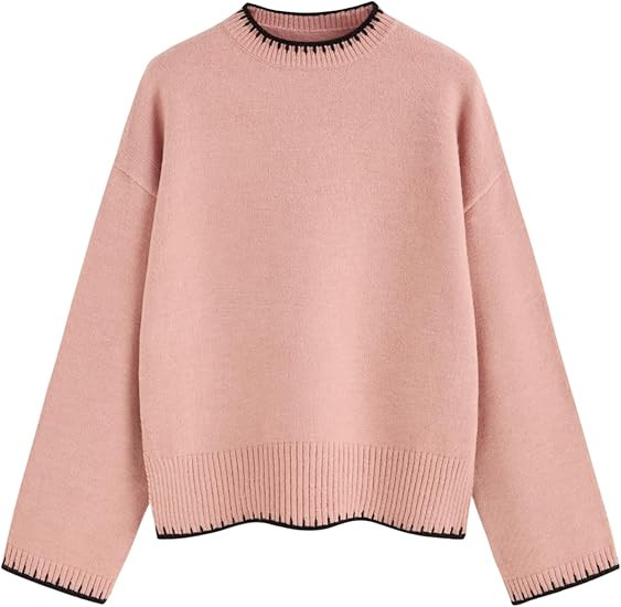 CIDER Womens Sweater Long Sleeve Split Hem Color Block Crew Neck Tops Fall Outfits | Amazon (US)