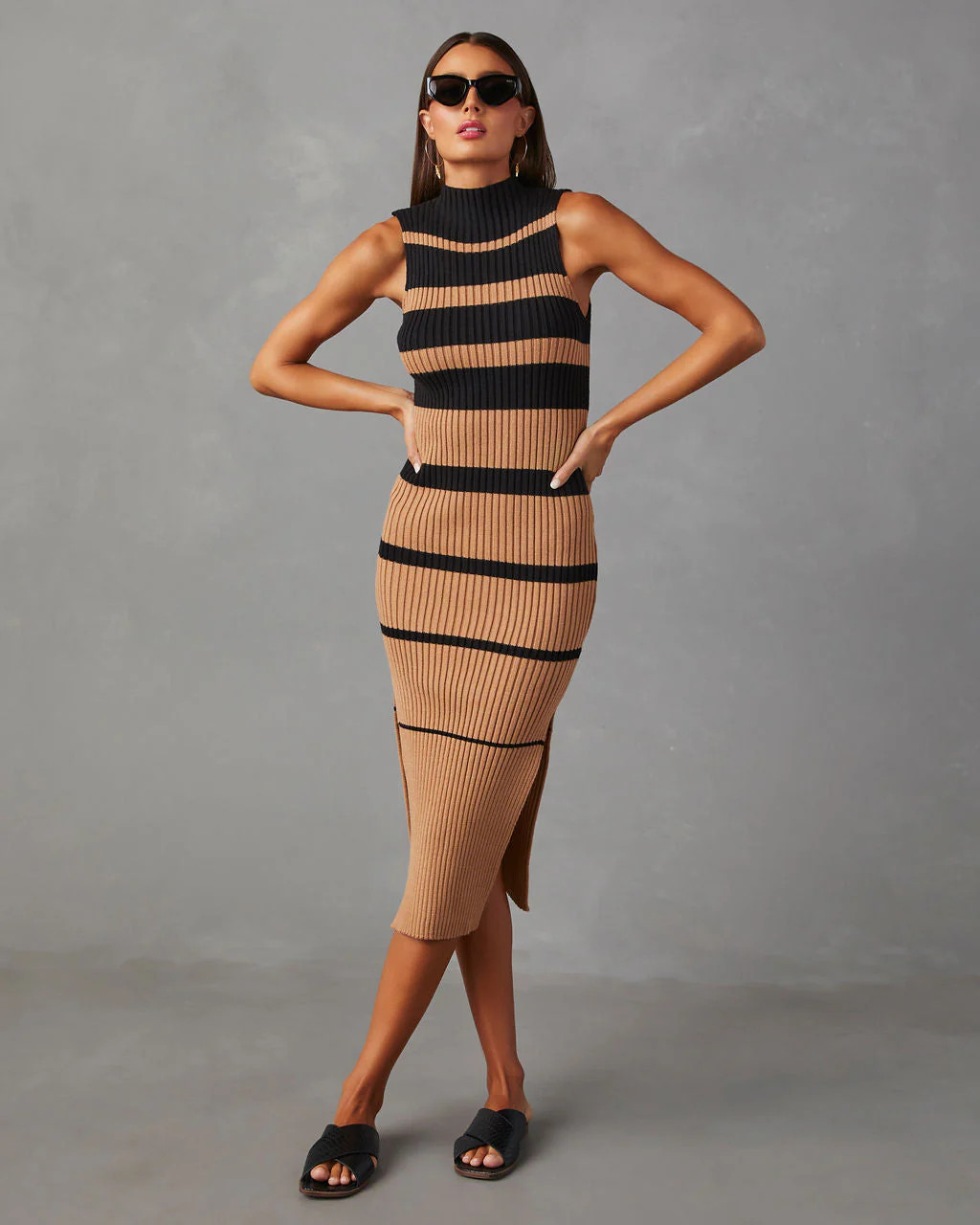 Deidra Sleeveless Striped Sweater Midi Dress | VICI