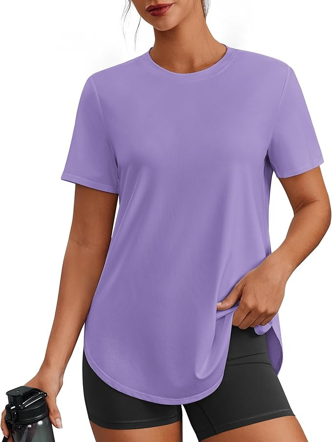 PINSPARK Workout Tops for Women Short Sleeve Athletic Shirts UPF 50+ Quick Dry Running Outfits fo... | Amazon (US)