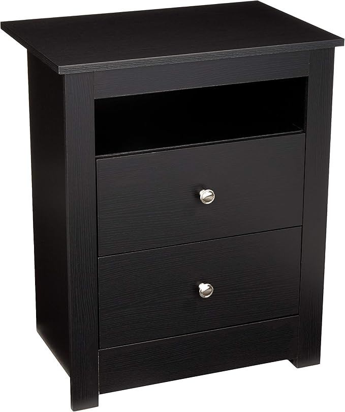 AmazonBasics Classic 2-Drawer Wood Nightstand End Table - Black Oak | Amazon (US)