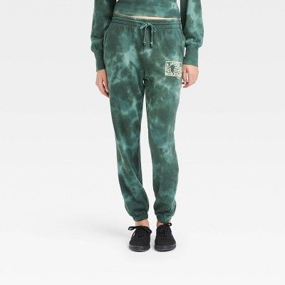 Women's Keith Haring Graphic Jogger Pants - Green Tie-Dye | Target