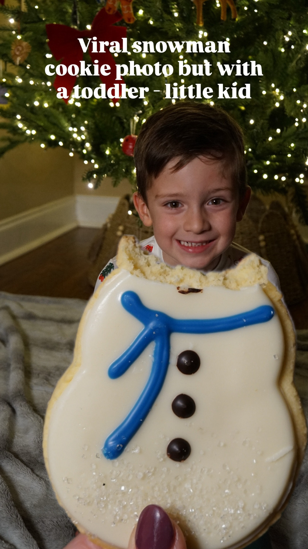 Viral snowman cookie photo but with a toddler - little kid ⛄️ 

Here is how to create this fun photo if you have a Iphone (like I do). Not sure if Android has this feature. 

Take a photo just of the snowman cookie & dont worry about the background. Take a photo of your kid looking at you! Both pictures must be fully focused. If you have an iphone you can copy subjects over so grab just the cookie & copy. Open Instagram stories & choose your favorite pic of your little one, just tap on screen & paste the cookie into the photo - move until you like the results! 
Finally, save it!

Thank you @lovethelunas for this inspiration!! ⛄️❄️
Snowman cookie from @starbucks ☃️
Outfit @kytebaby 🎅🏼 Long Sleeve Toddler Henley Tee in Santa Sleigh
#snowmancookies #christmasphotos #momphotographer #diychristmas #christmasbaby #kidschristmas #viral #trending #snowman #cookie #photography #iphone #easydiy

#LTKKids #LTKmomlife #LTKHoliday
