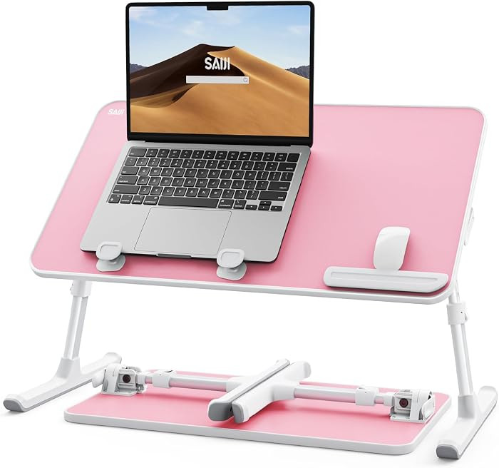 SAIJI Height & Angle Adjustable Laptop Stand for Bed, Lap Desk Bed Tray Table, Light Weight Folda... | Amazon (US)