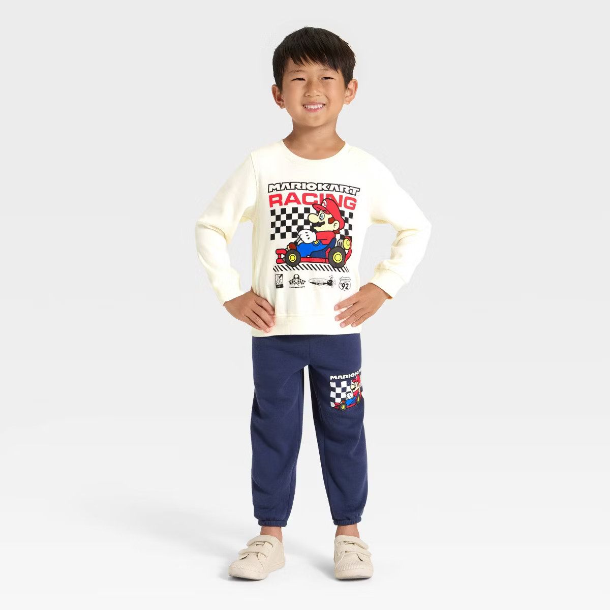 Toddler Boys' 2pc Nintendo Mario Kart Fleece Pullover and Bottom Set - Blue/Ivory | Target
