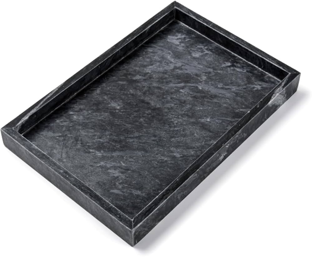 Noble Natural Marble Tray for Desktop/Kitchen/Vanity/Bathroom, Stone Organizer Tray for Coffee Ta... | Amazon (US)