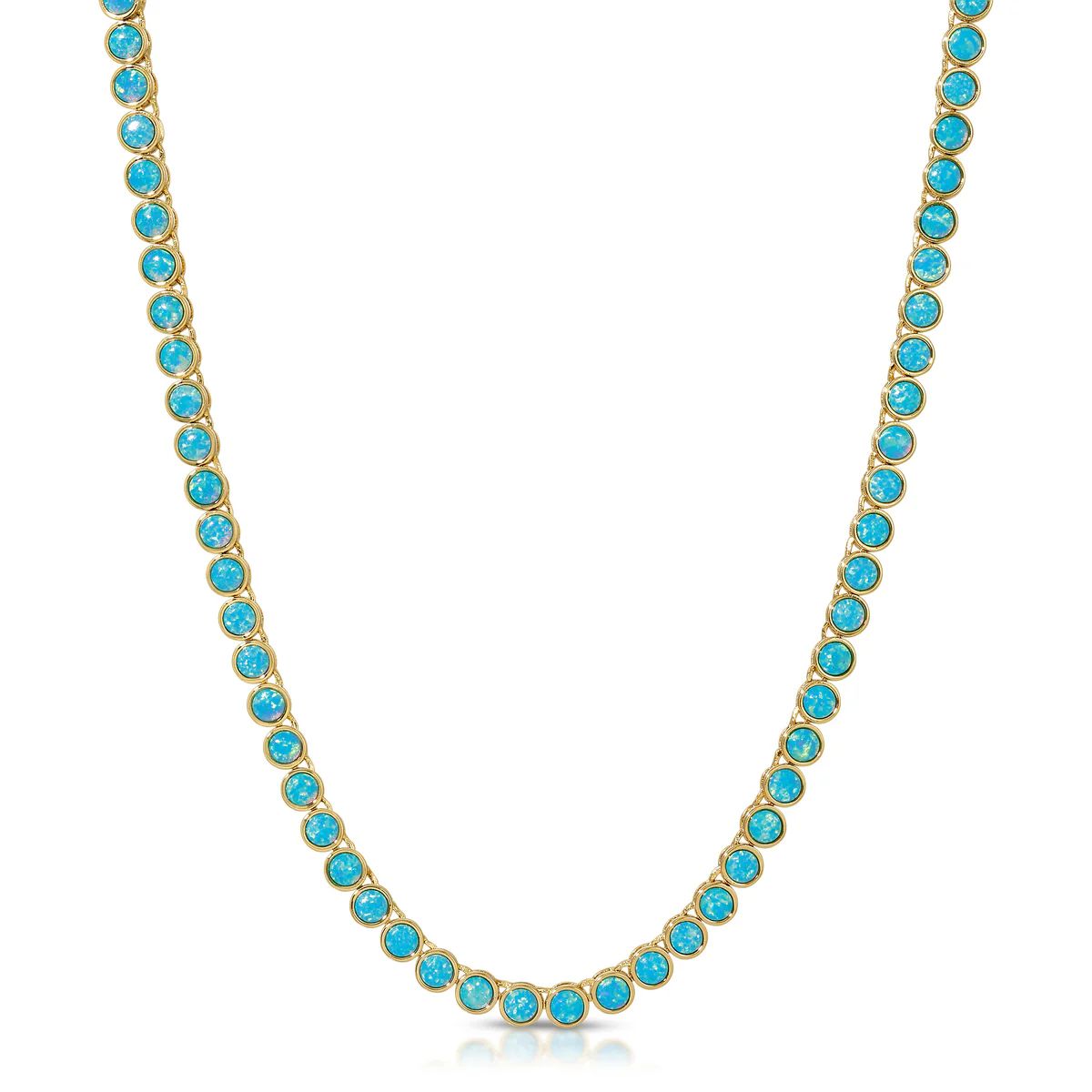 Tennis Necklace- Blue Opal - 15.5 Inch | Elizabeth Stone Jewelry