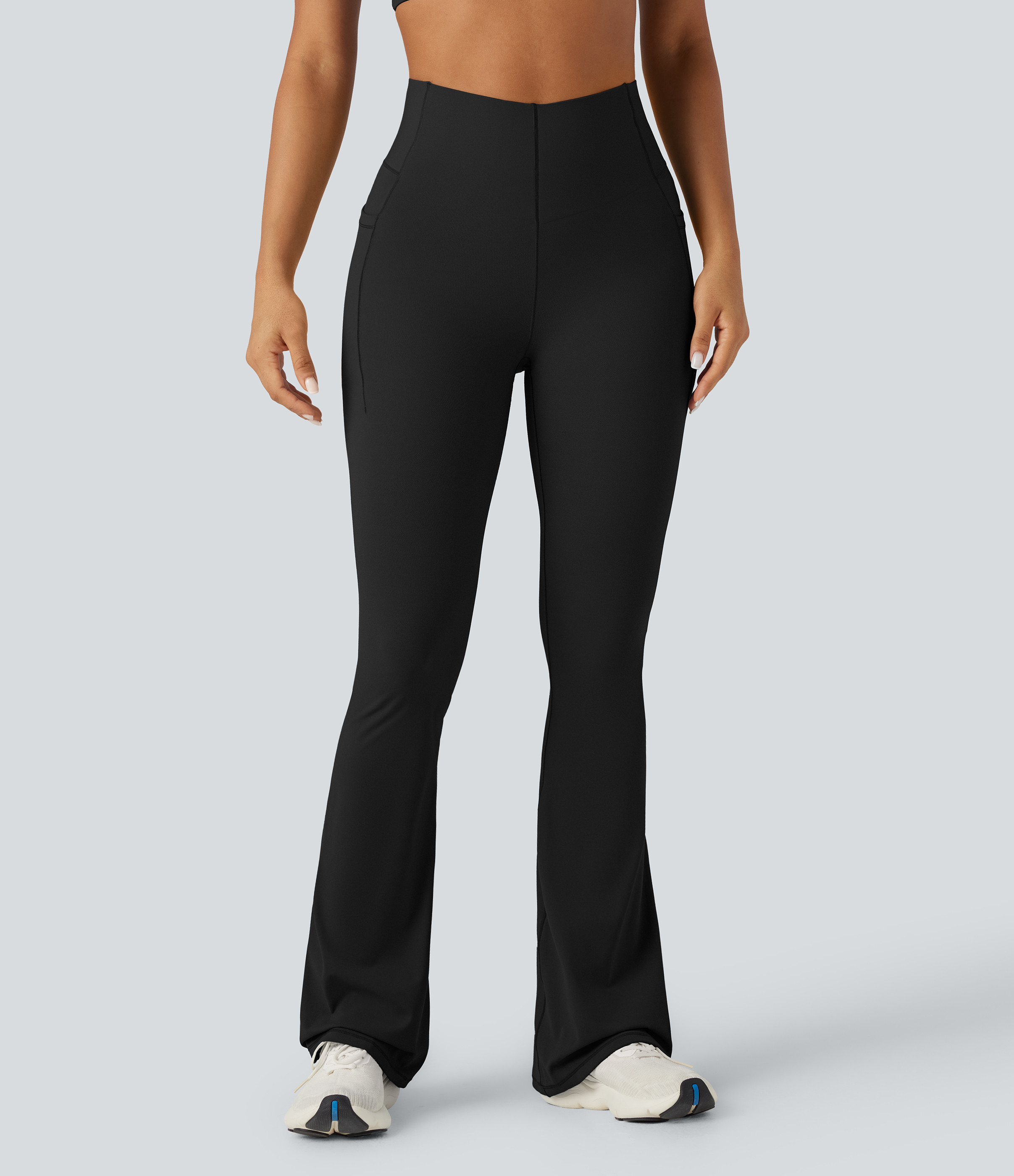 Halara Halara UltraSculpt™ SoCinched High Waisted Tummy Control Bootcut Training Leggings with Pockets - Black - XL(regular) gym leggings | HALARA