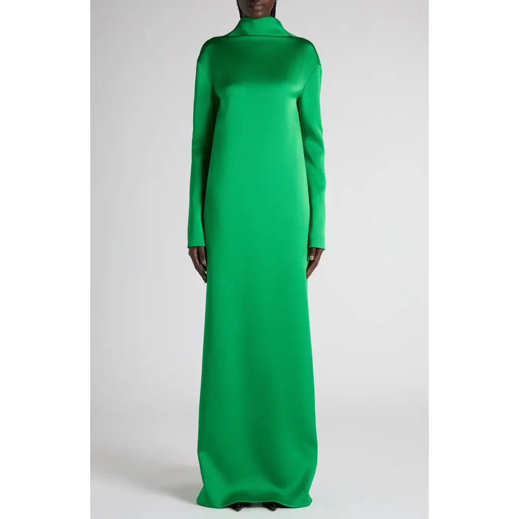 TOM FORD Long Sleeve Shiny Crepe Column Gown in Bright Green at Nordstrom, Size 4 Us | Nordstrom