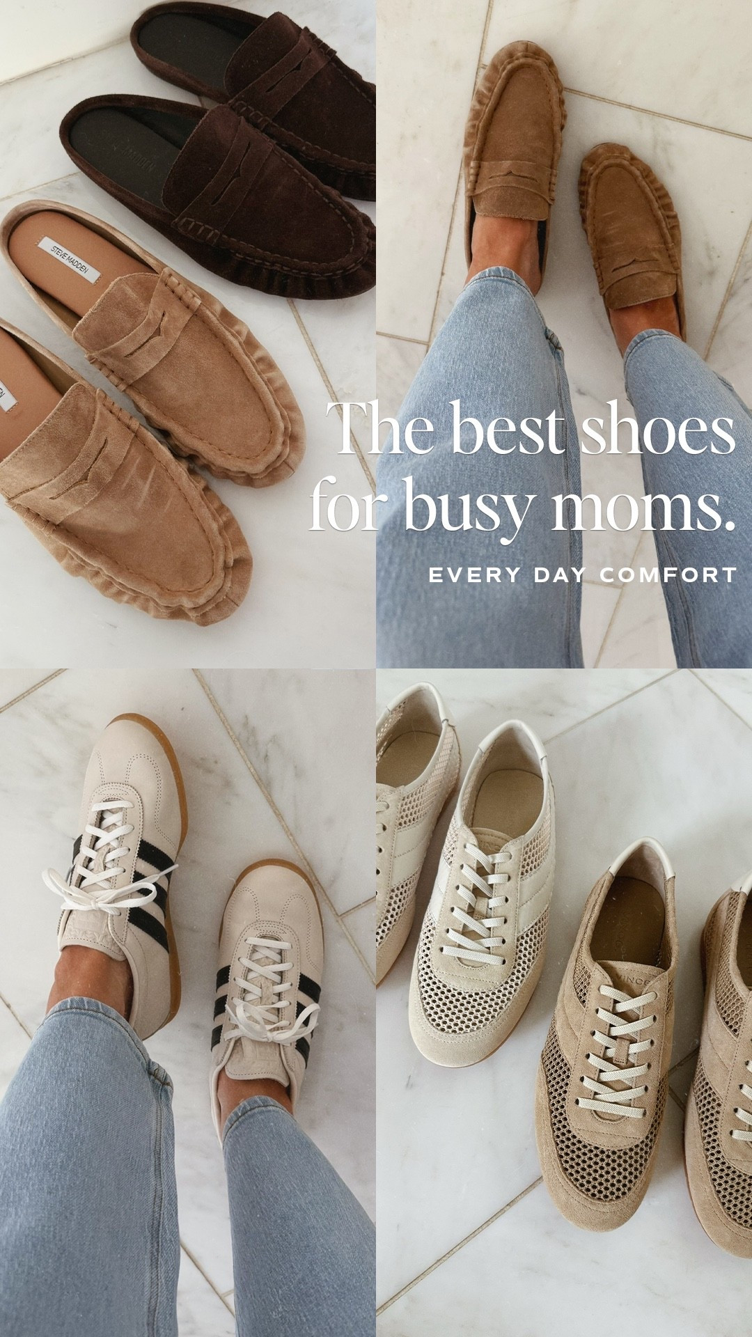 Suede loafers and low profile sneakers are an easy way for moms to be on the go and still look great!

#LTKootd