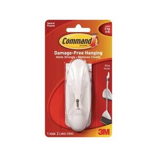 Command 5 lb. Large White Wire Hook (1 Hook, 2 Strips) | The Home Depot