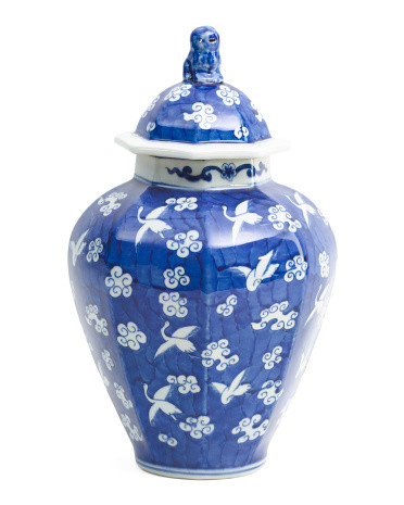 16in Crane Cloud Octagonal Lidded Jar | Home | Marshalls | Marshalls