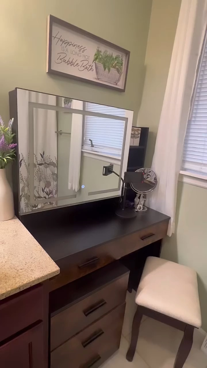 Newest LED Sliding Mirror with Storage and USB and Outlet Makeup vanity. 



#LTKhome #LTKU #LTKVideo
