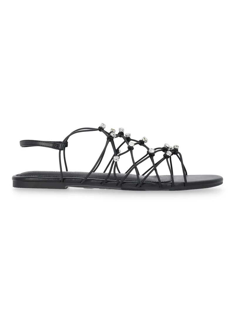 No Boundaries Caged Flat Sandals, Women's | Walmart (US)