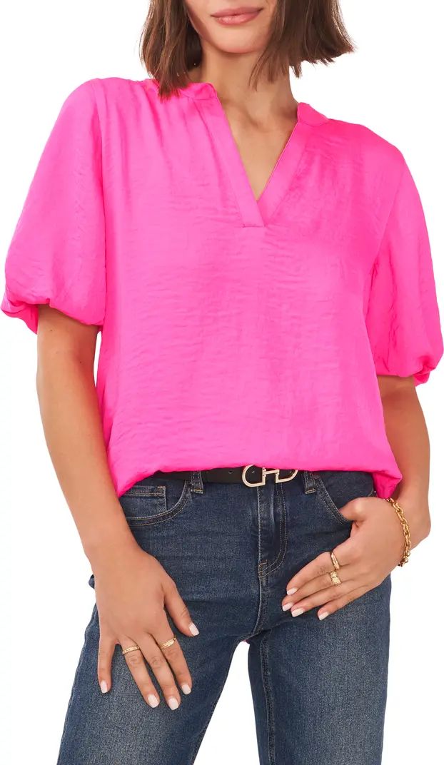 Hammered Satin Puff Sleeve Top | Nordstrom