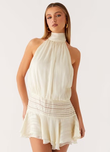 Willow Chiffon Mini Dress - Ivory | Peppermayo (Global)