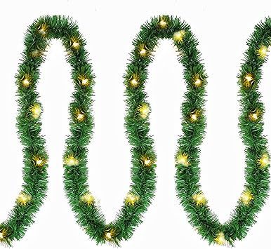 Twinkle Star 15 FT Pre-lit Christmas Garland, Lighted Artificial Pine Garland with Plug in 35 Cou... | Amazon (US)
