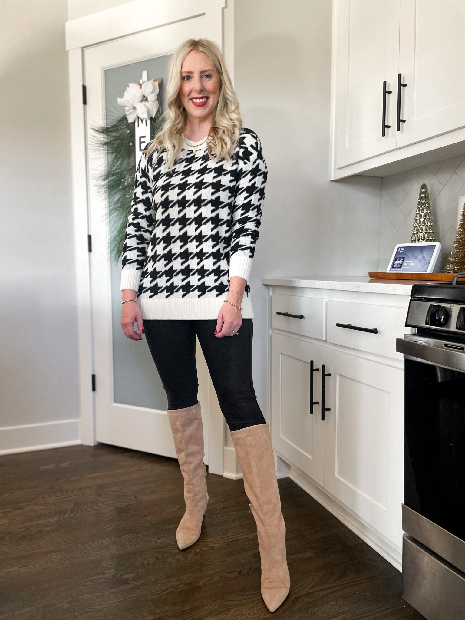 Houndstooth sweater on sale, Spanx faux leather leggings on sale 

#LTKCyberweek #LTKunder100 #LTKsalealert