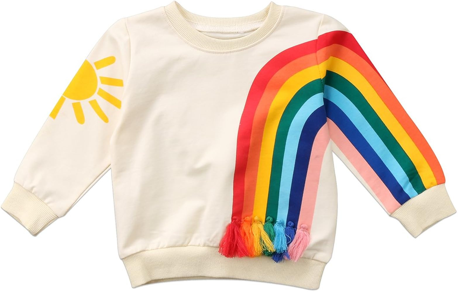 Unisex Baby Sun and Rainbow Sweatshirt Autumn Cotton Long Sleeve Shirt Top | Amazon (US)