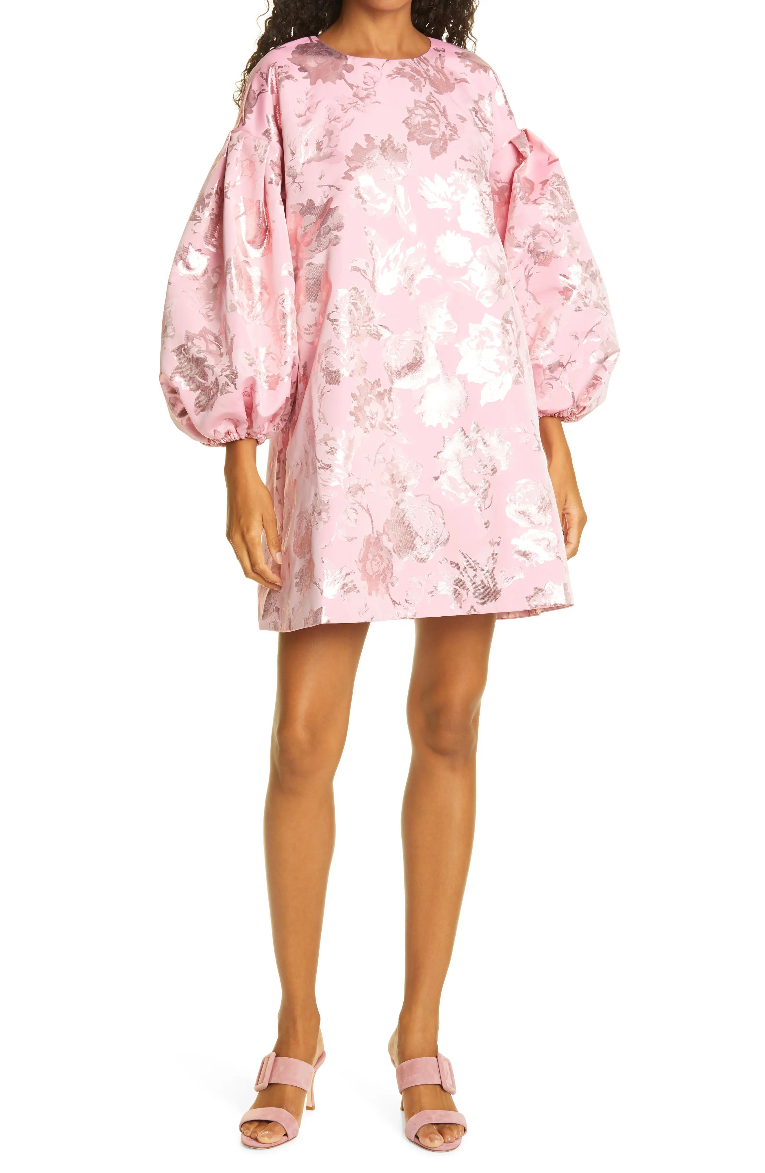 Women's Stine Goya Francis Metallic Floral Jacquard Shift Minidress, Size XX-Small - Pink | Nordstrom