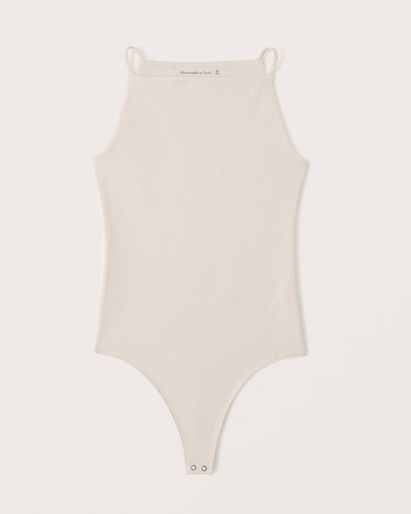 Abercrombie & Fitch Women's Cotton Seamless Fabric Boatneck Bodysuit in Beige - Size XL | Abercrombie & Fitch (US)