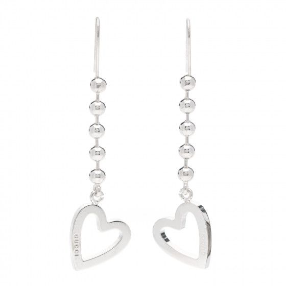 GUCCI Sterling Silver Heart Drop Earrings | Fashionphile