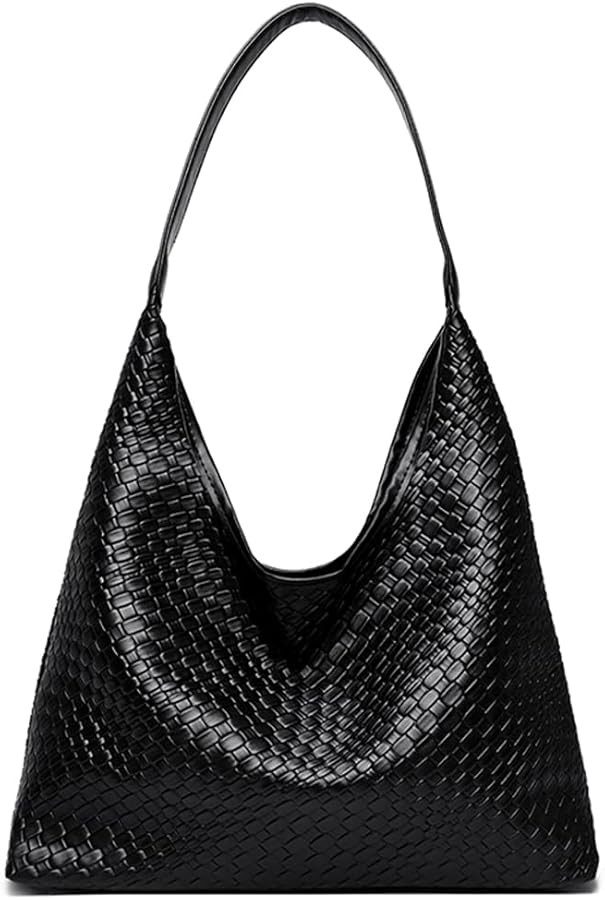 SAJOSE Woven Leather Hobo Handbag For Women Purse Shoulder Bag Lady Top-handle Tote | Amazon (US)
