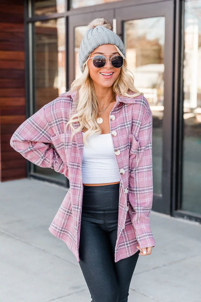 Easily Yours Pink Plaid Shacket | Pink Lily