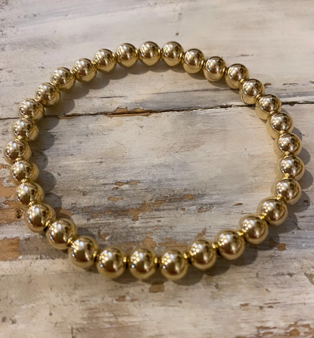 14kt Classic 6mm Gold Filled Ball Bracelet / Stretch Bracelets/ Stackable Bracelets/bellamaredesi... | Etsy (US)
