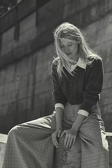 Pilcro Cropped Cable-Knit Twofer Sweater | Anthropologie (US)