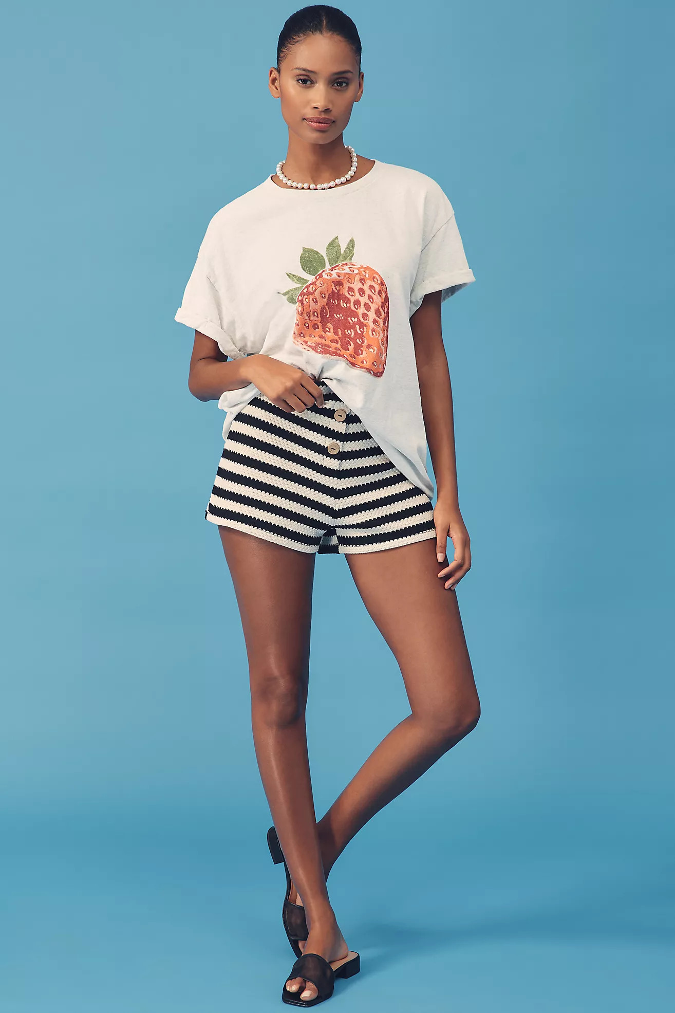Maeve Retro Striped Knit Shorts | Anthropologie (US)