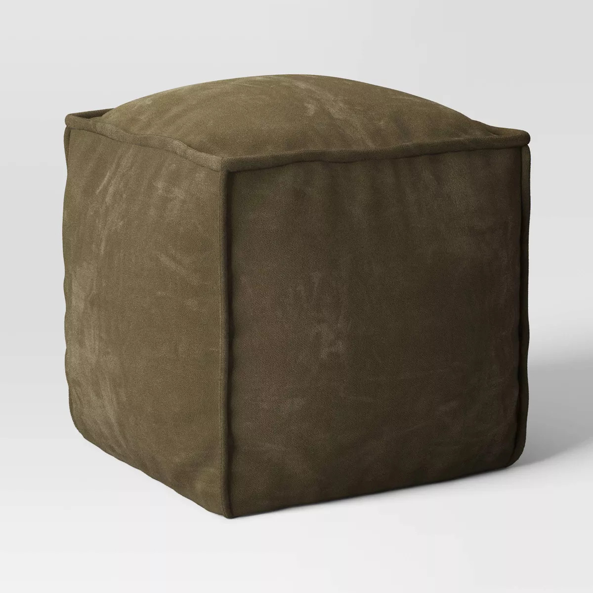 Costa Cotton Velvet Pouf with Removable Fill Olive Green - Threshold™: Square Footstool, No Ass... | Target