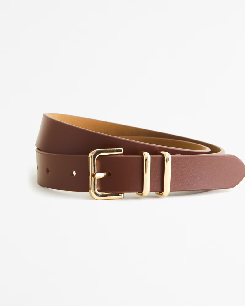 Abercrombie & Fitch Women's Square Skinny Belt in Brown - Size XXS/XS | Abercrombie & Fitch (US)