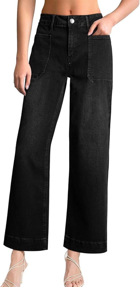 EVALESS Womens Wide Leg Jeans High Waisted Stretchy Loose Denim Pants | Amazon (US)