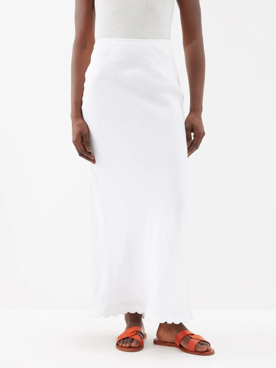Zayla scalloped-hem linen maxi skirt | posse | Matches (US)