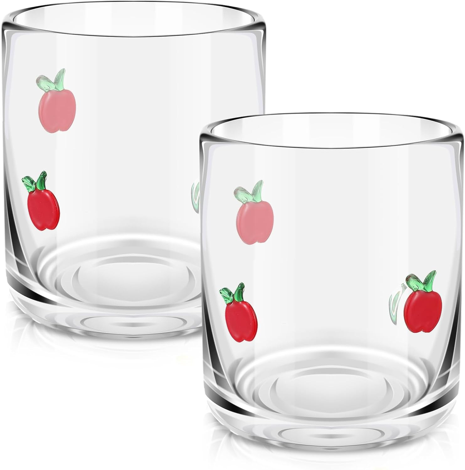 2 Pcs Apple Icon Juice Glasses, 14oz Red Apple Stemless Wine Drinking Juice Glass Cup for Fruit S... | Amazon (US)