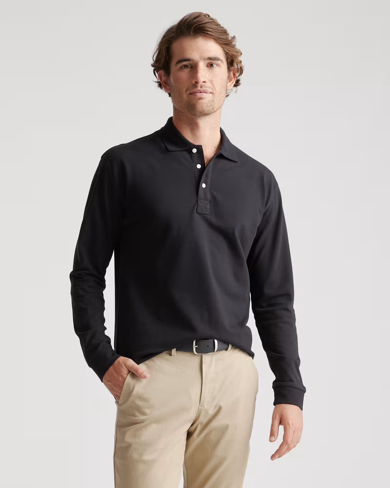 Organic Cotton Long Sleeve Pique Polo | Quince
