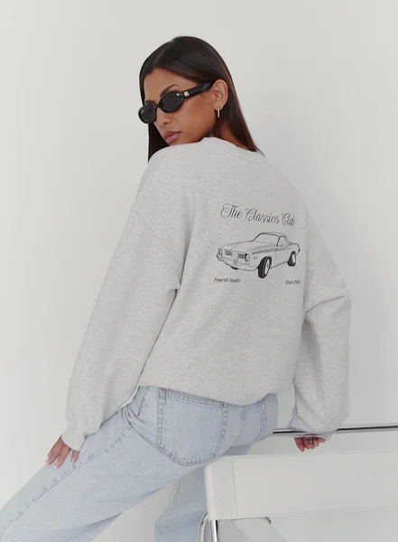 Grey Graphic Print Sweatshirt- Ashton | 4th & Reckless