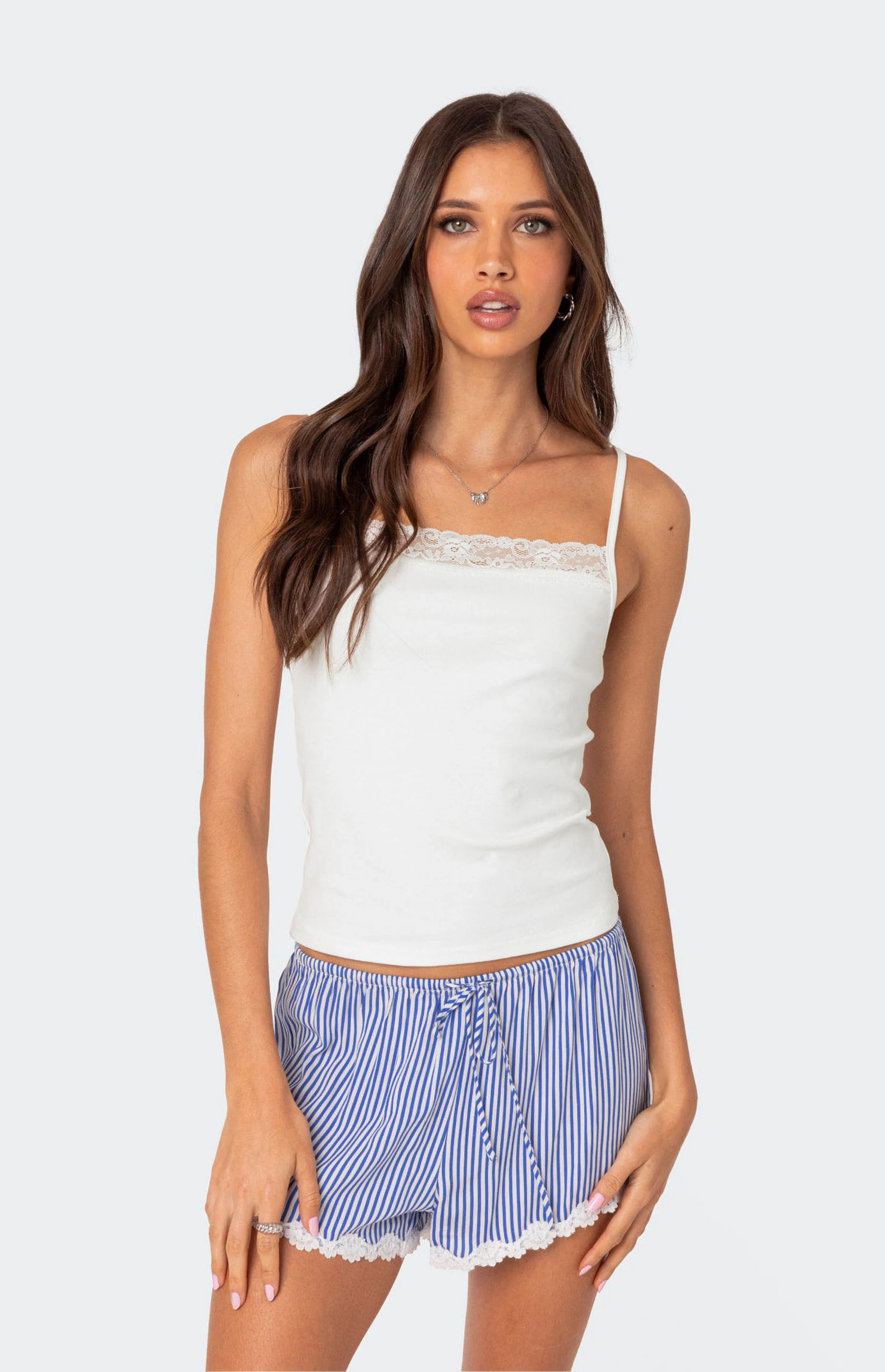 Edikted Gretchen Lace Trim Tank Top | PacSun