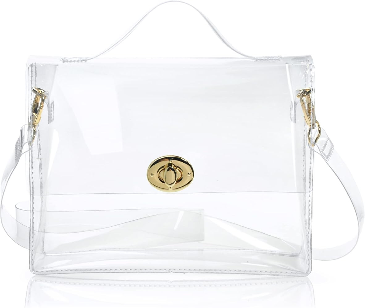 Clear Bag with Turn Lock Closure Women's Cross Body Handbags Stadium Approved | Amazon (US)