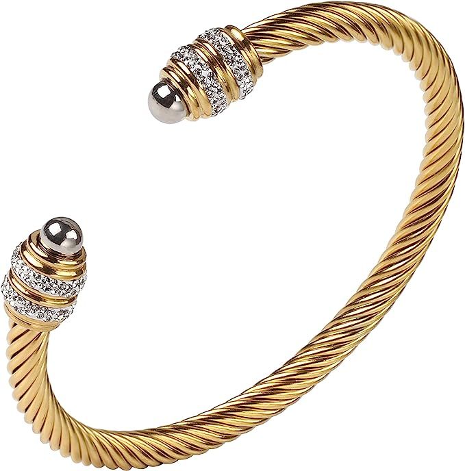 Dorriss Twisted Cable Bracelet for Women Design Elegant Unique Besigner Zircon Bangle Bracelets S... | Amazon (US)