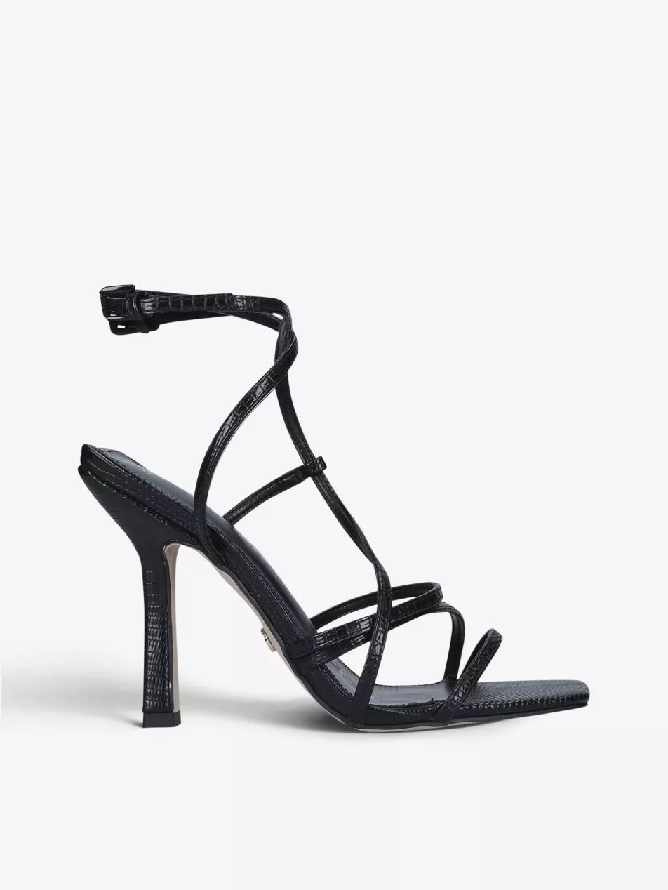 Alexa snake-embossed vegan leather heeled sandals | Selfridges