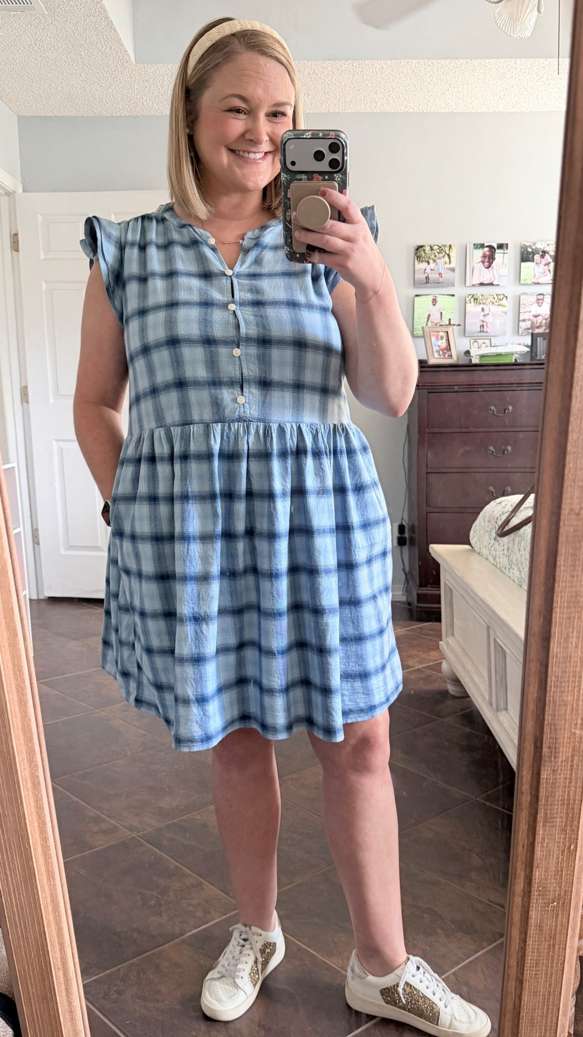 Easy, breezy, Southern-girly style 💙✨ This plaid babydoll dress is the definition of comfy-cute, perfect for teaching, errands, or just living your best cozy girl life. Paired it with my go-to sparkly sneakers and a simple headband for the sweetest everyday look. 🤍👟 #LTKFallFashion #LTKStyle #TeacherOutfits

#LTKmomlife #LTKMidsize #LTKootd