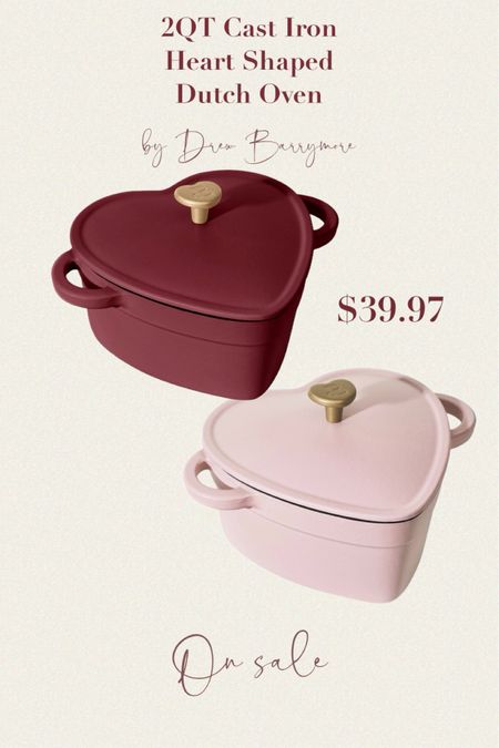 Must have for Valentine’s Day dinner. Beautiful 2QT Cast Iron Heart Shaped Dutch Oven by Drew Berrymore on sale! Walmart find. I personally love every single Beautiful by Drew Berrymore product. We have toaster, air fryer, slow cooker and we love them all! 

#walmart #drewbarrymore #beautiful #dutchoven #heart #sale #gabrielapolacek

#LTKsalealert #LTKhome #LTKSeasonal