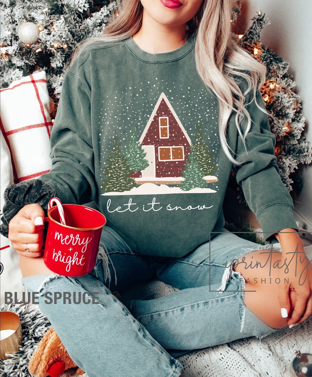 Comfort Colors® Snow Sweateesnow Sweatshirt Christmas - Etsy | Etsy (US)