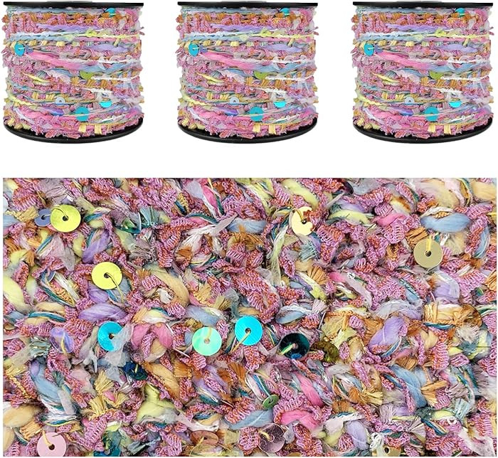 Artisanal Yarn Collection Multifiber Fancy Yarn with Colorful Sequins for Knitting Crocheting Cra... | Amazon (US)